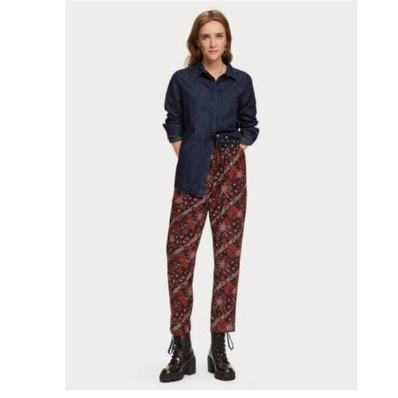New Anthropologie Scotch & Soda Hanley Trousers $125 SMALL Floral Elastic Waist - Picture 2 of 7